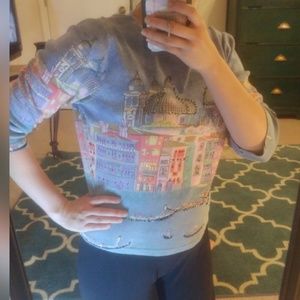 Beaded Patterned Quarter Sleeve Top